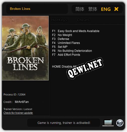 Broken Lines: Трейнер +7 [v1.9]