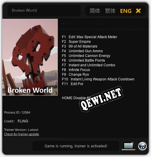 Трейнер для Broken World [v1.0.1]
