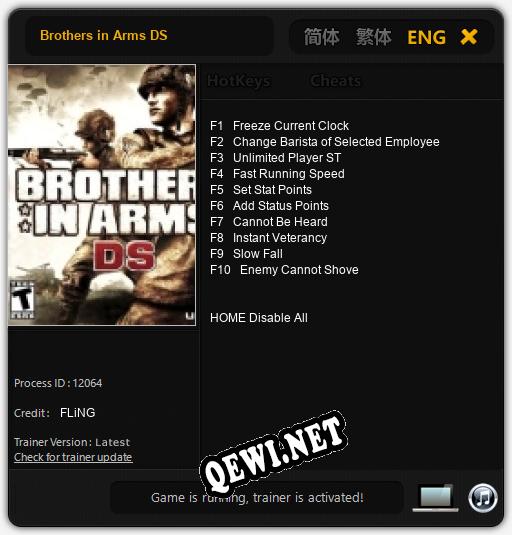 Трейнер для Brothers in Arms DS [v1.0.4]