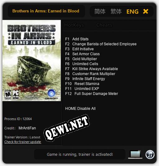 Brothers in Arms: Earned in Blood: Трейнер +10 [v1.1]