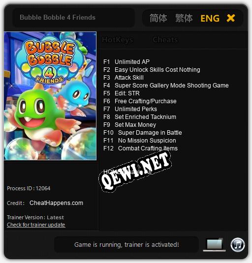 Bubble Bobble 4 Friends: ТРЕЙНЕР И ЧИТЫ (V1.0.90)
