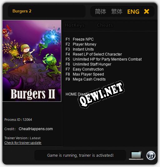 Burgers 2: Читы, Трейнер +9 [CheatHappens.com]