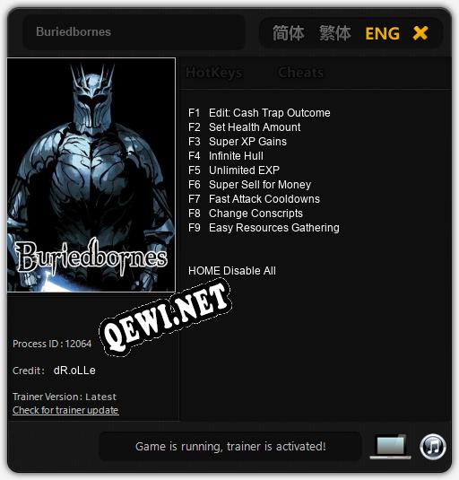 Трейнер для Buriedbornes [v1.0.7]