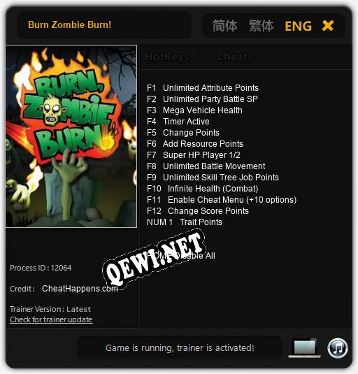 Burn Zombie Burn!: ТРЕЙНЕР И ЧИТЫ (V1.0.22)