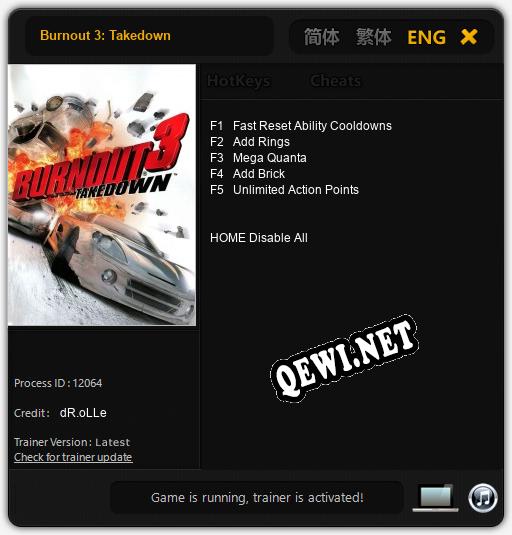 Трейнер для Burnout 3: Takedown [v1.0.2]