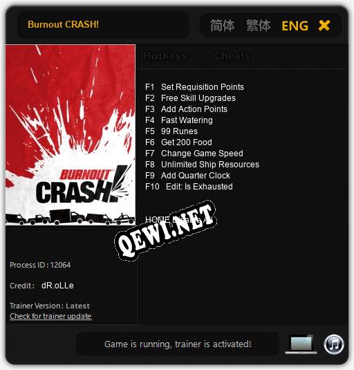Burnout CRASH!: Трейнер +10 [v1.8]