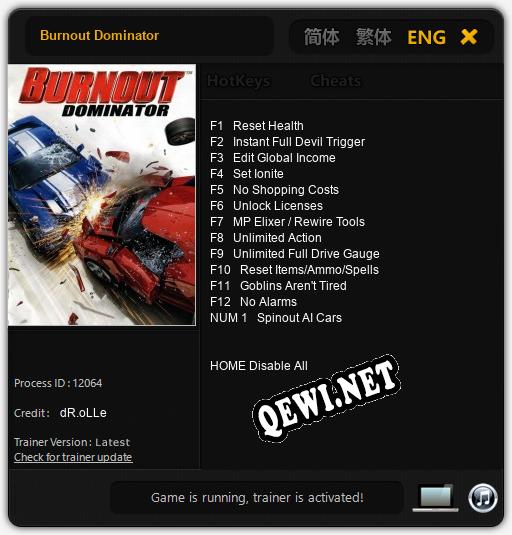 Burnout Dominator: ТРЕЙНЕР И ЧИТЫ (V1.0.95)