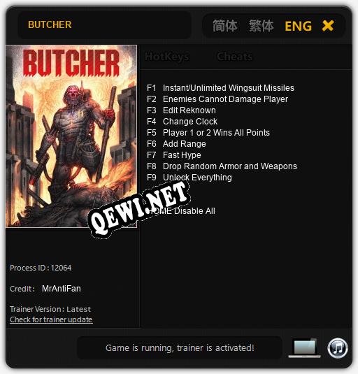 BUTCHER: Трейнер +9 [v1.7]