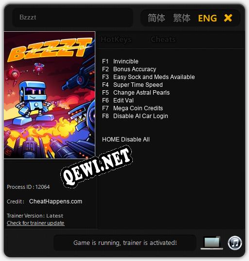 Bzzzt: Читы, Трейнер +8 [CheatHappens.com]