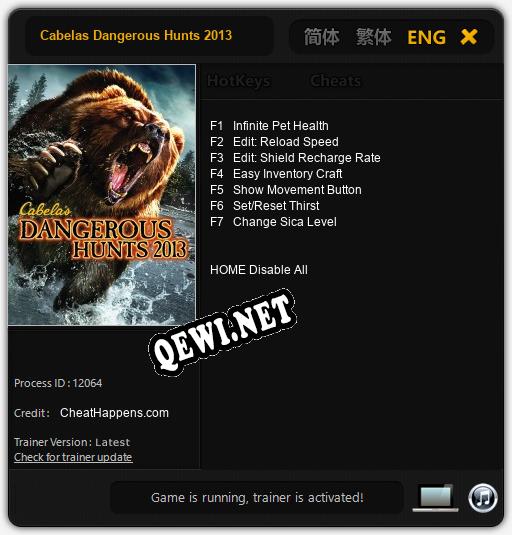 Cabelas Dangerous Hunts 2013: Читы, Трейнер +7 [CheatHappens.com]