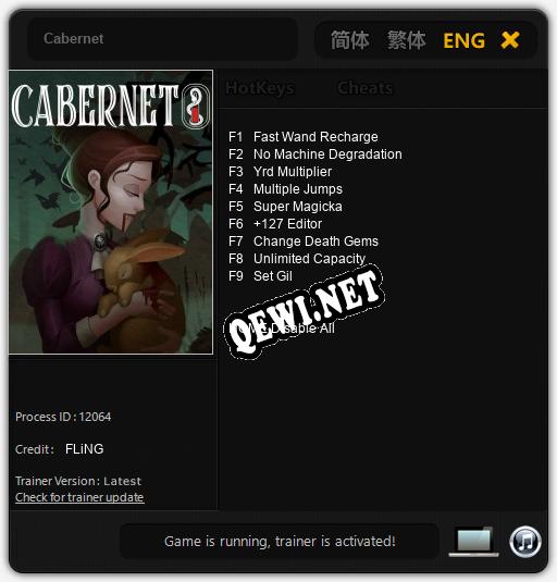 Cabernet: Читы, Трейнер +9 [FLiNG]