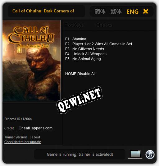 Call of Cthulhu: Dark Corners of the Earth: Читы, Трейнер +5 [CheatHappens.com]