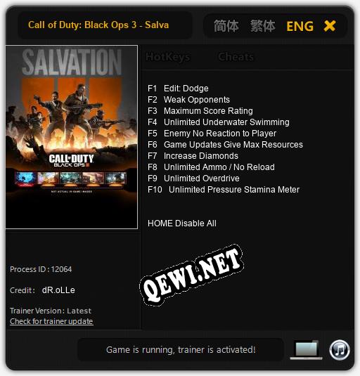 Трейнер для Call of Duty: Black Ops 3 - Salvation [v1.0.8]