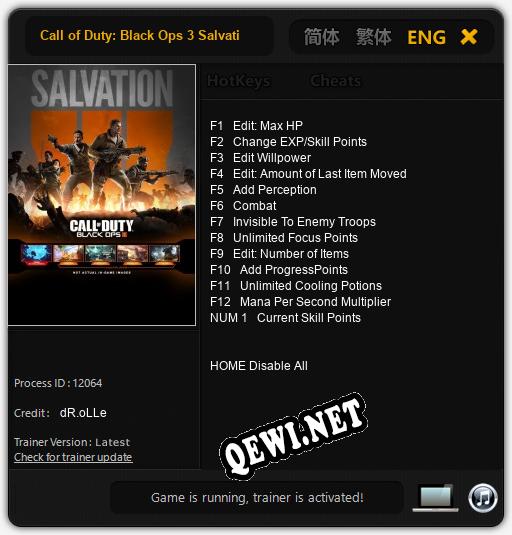 Трейнер для Call of Duty: Black Ops 3 Salvation [v1.0.1]