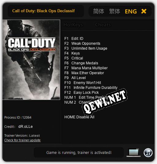 Call of Duty: Black Ops Declassified: Трейнер +14 [v1.3]