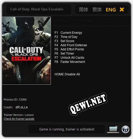 Call of Duty: Black Ops Escalation: Трейнер +8 [v1.1]