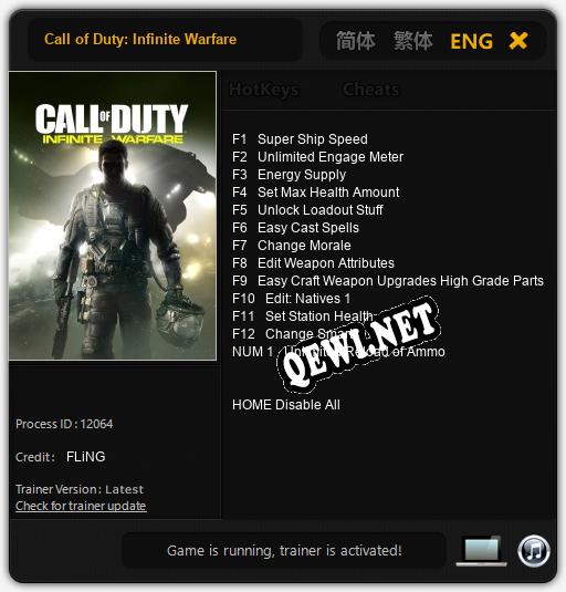 Трейнер для Call of Duty: Infinite Warfare [v1.0.3]