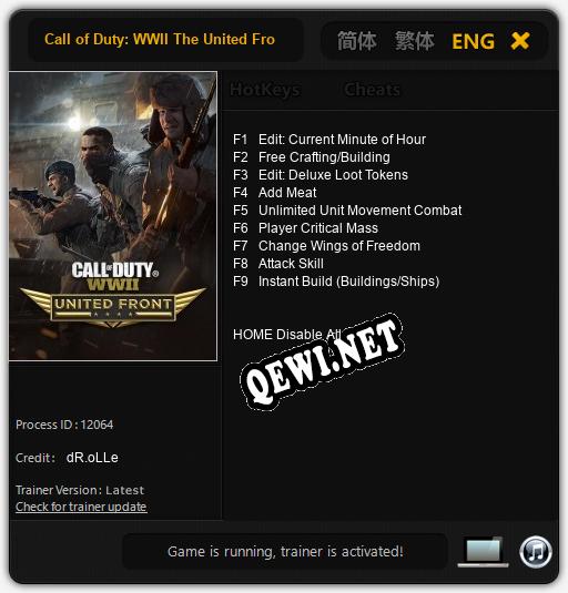 Call of Duty: WWII The United Front: ТРЕЙНЕР И ЧИТЫ (V1.0.57)