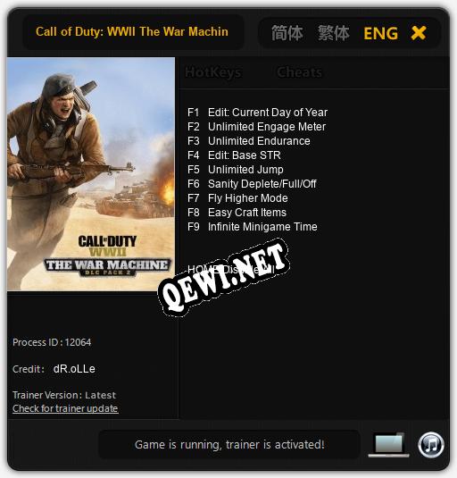 Call of Duty: WWII The War Machine: ТРЕЙНЕР И ЧИТЫ (V1.0.44)