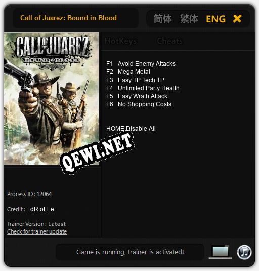Call of Juarez: Bound in Blood: Читы, Трейнер +6 [dR.oLLe]