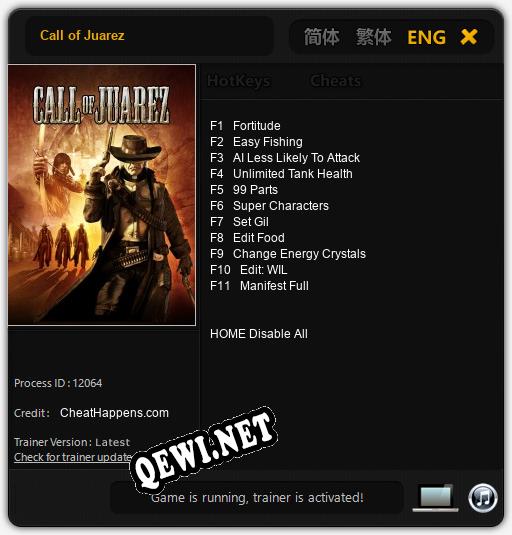 Call of Juarez: Читы, Трейнер +11 [CheatHappens.com]