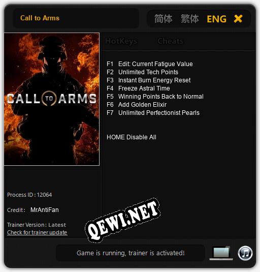 Трейнер для Call to Arms [v1.0.3]