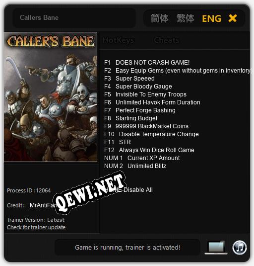 Callers Bane: Трейнер +14 [v1.9]