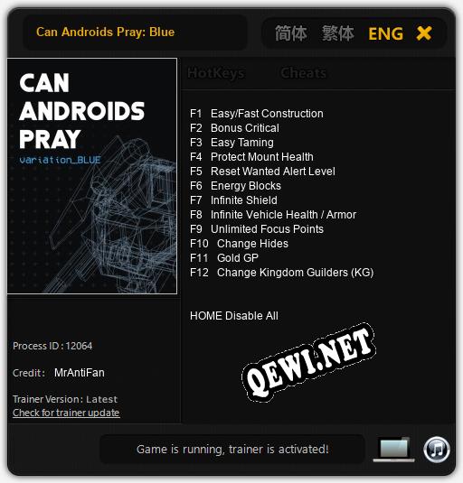 Can Androids Pray: Blue: ТРЕЙНЕР И ЧИТЫ (V1.0.14)