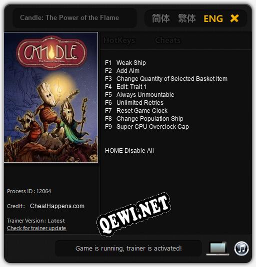 Трейнер для Candle: The Power of the Flame [v1.0.7]