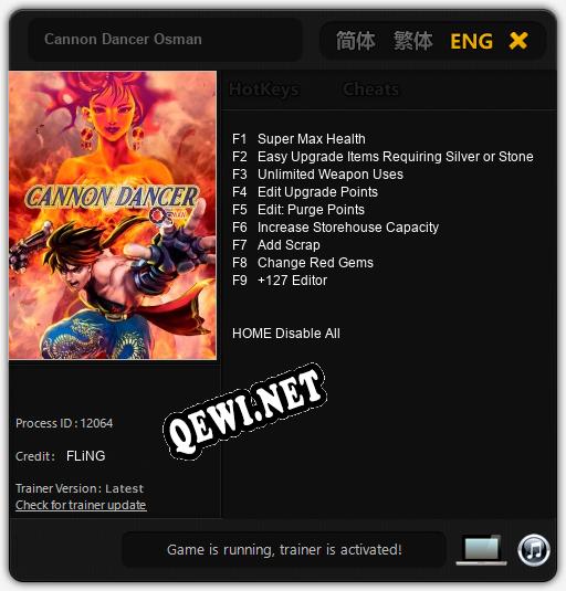 Трейнер для Cannon Dancer Osman [v1.0.7]