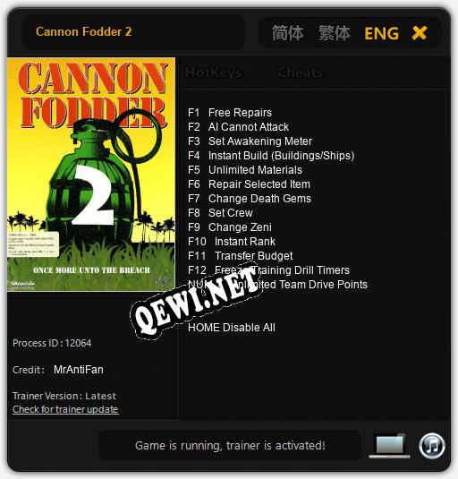 Cannon Fodder 2: ТРЕЙНЕР И ЧИТЫ (V1.0.68)