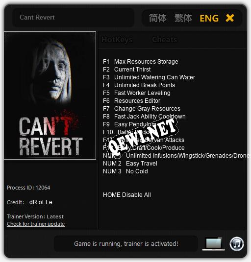 Cant Revert: Читы, Трейнер +15 [dR.oLLe]