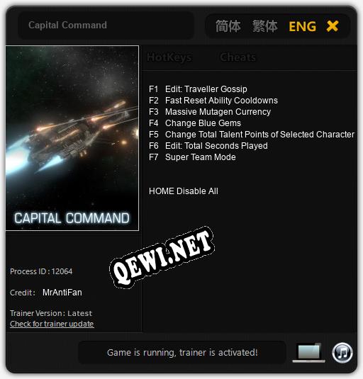 Трейнер для Capital Command [v1.0.9]