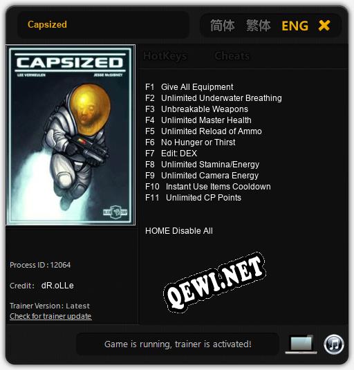 Capsized: ТРЕЙНЕР И ЧИТЫ (V1.0.14)