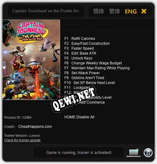 Трейнер для Captain Toonhead vs the Punks from Outer Space [v1.0.5]