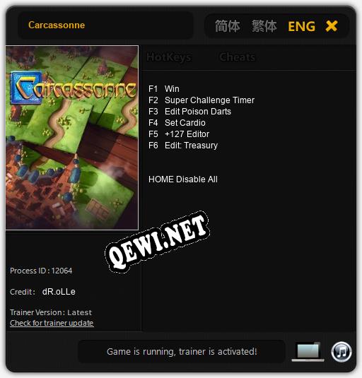 Трейнер для Carcassonne [v1.0.6]