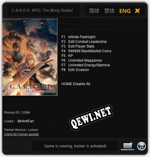 C.A.R.D.S. RPG: The Misty Battlefield: Трейнер +8 [v1.9]