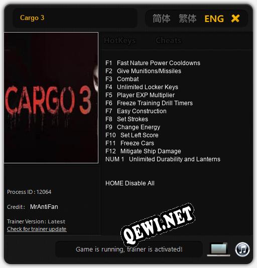 Cargo 3: Читы, Трейнер +13 [MrAntiFan]