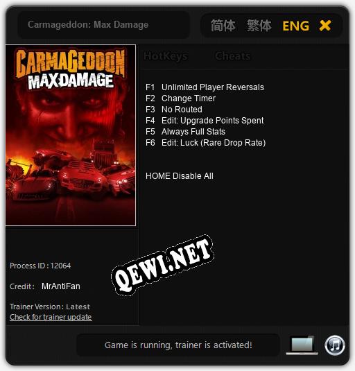 Carmageddon: Max Damage: ТРЕЙНЕР И ЧИТЫ (V1.0.46)