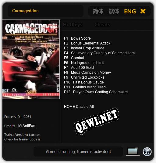 Carmageddon: ТРЕЙНЕР И ЧИТЫ (V1.0.28)