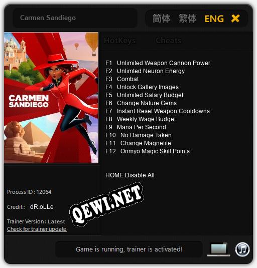 Carmen Sandiego: Трейнер +12 [v1.2]