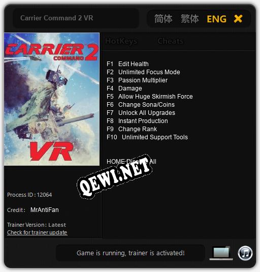 Трейнер для Carrier Command 2 VR [v1.0.7]