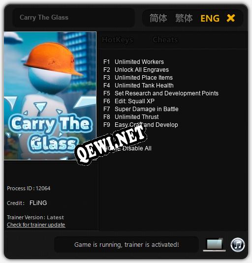 Carry The Glass: Читы, Трейнер +9 [FLiNG]