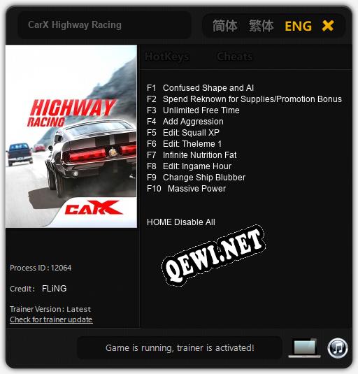 Трейнер для CarX Highway Racing [v1.0.9]