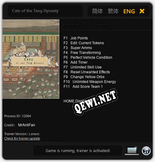 Cats of the Tang Dynasty: Читы, Трейнер +11 [MrAntiFan]