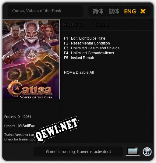 Трейнер для Causa, Voices of the Dusk [v1.0.6]