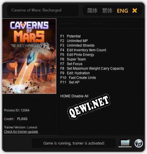 Caverns of Mars: Recharged: Трейнер +11 [v1.5]