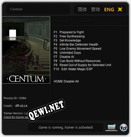 Трейнер для Centum [v1.0.3]