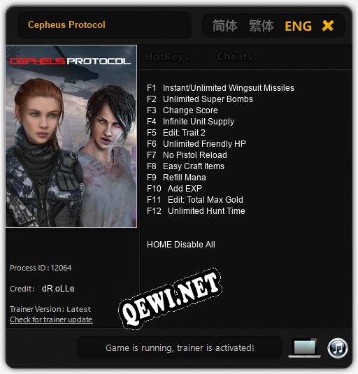 Трейнер для Cepheus Protocol [v1.0.8]