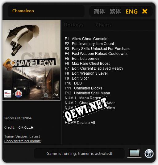 Трейнер для Chameleon [v1.0.8]